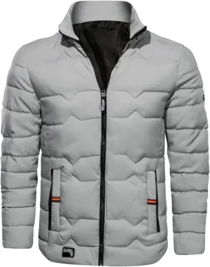 Mens Autumn And Winter Fashion Casual Collar Solid Color Padded Warm Cotton Coat Cotton Padded Jacket Coat Coats for Men