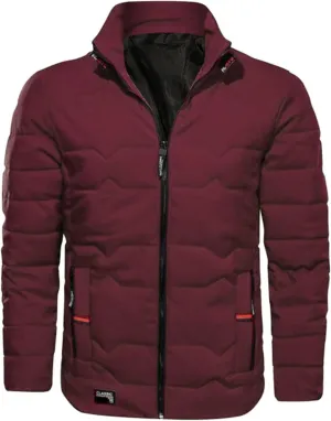 Mens Autumn And Winter Fashion Casual Collar Solid Color Padded Warm Cotton Coat Cotton Padded Jacket Coat Coats for Men