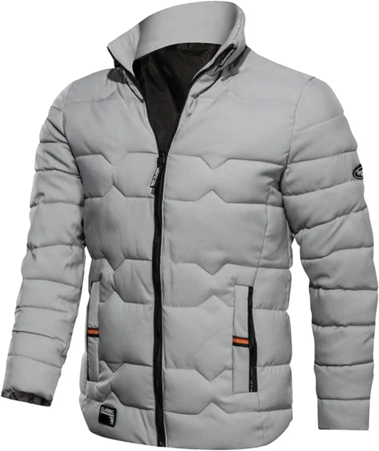 Mens Autumn And Winter Fashion Casual Collar Solid Color Padded Warm Cotton Coat Cotton Padded Jacket Coat Coats for Men