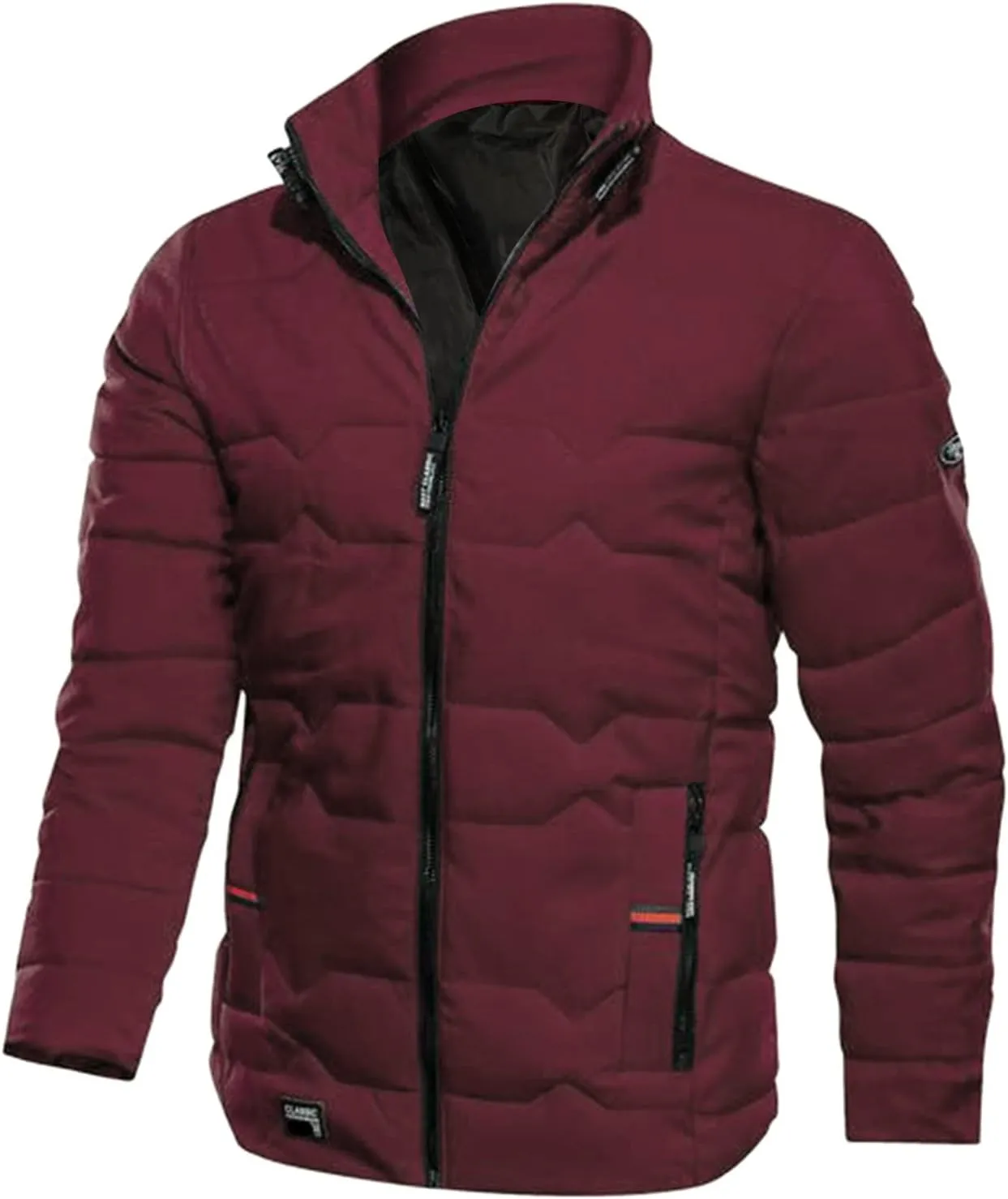 Mens Autumn And Winter Fashion Casual Collar Solid Color Padded Warm Cotton Coat Cotton Padded Jacket Coat Coats for Men