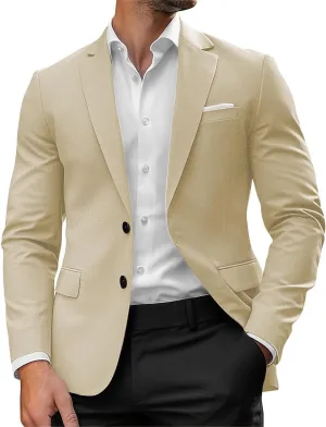 Mens Blazer Casual Sport Coats for Men Slim Fit Two Button Lightweight Suit Jacket for Business Wedding Prom