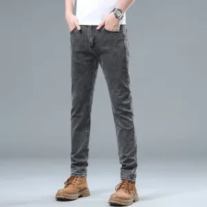 Men's Classic Regular Soft  Gray Stretch Denim Trousers