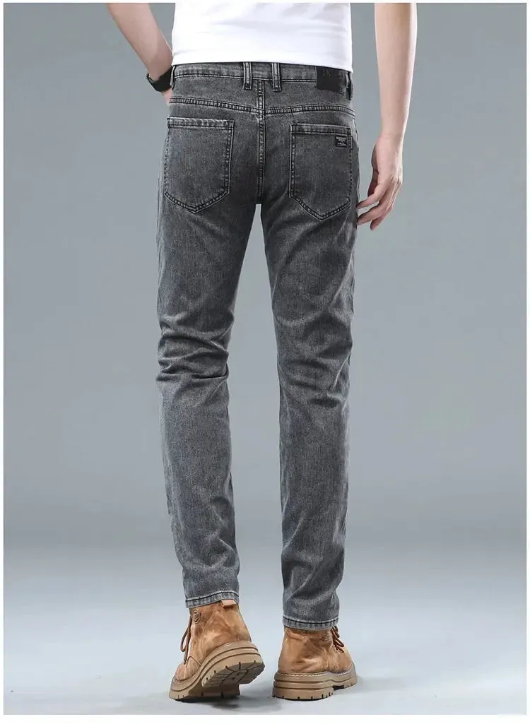 Men's Classic Regular Soft  Gray Stretch Denim Trousers