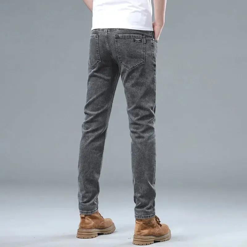 Men's Classic Regular Soft  Gray Stretch Denim Trousers