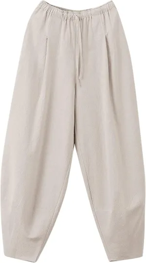Mens Cotton Wide Leg Harem Pants Loose Fit Workout Training Sweatpants with Drawstrings Trendy Casual Pant for Streetwear