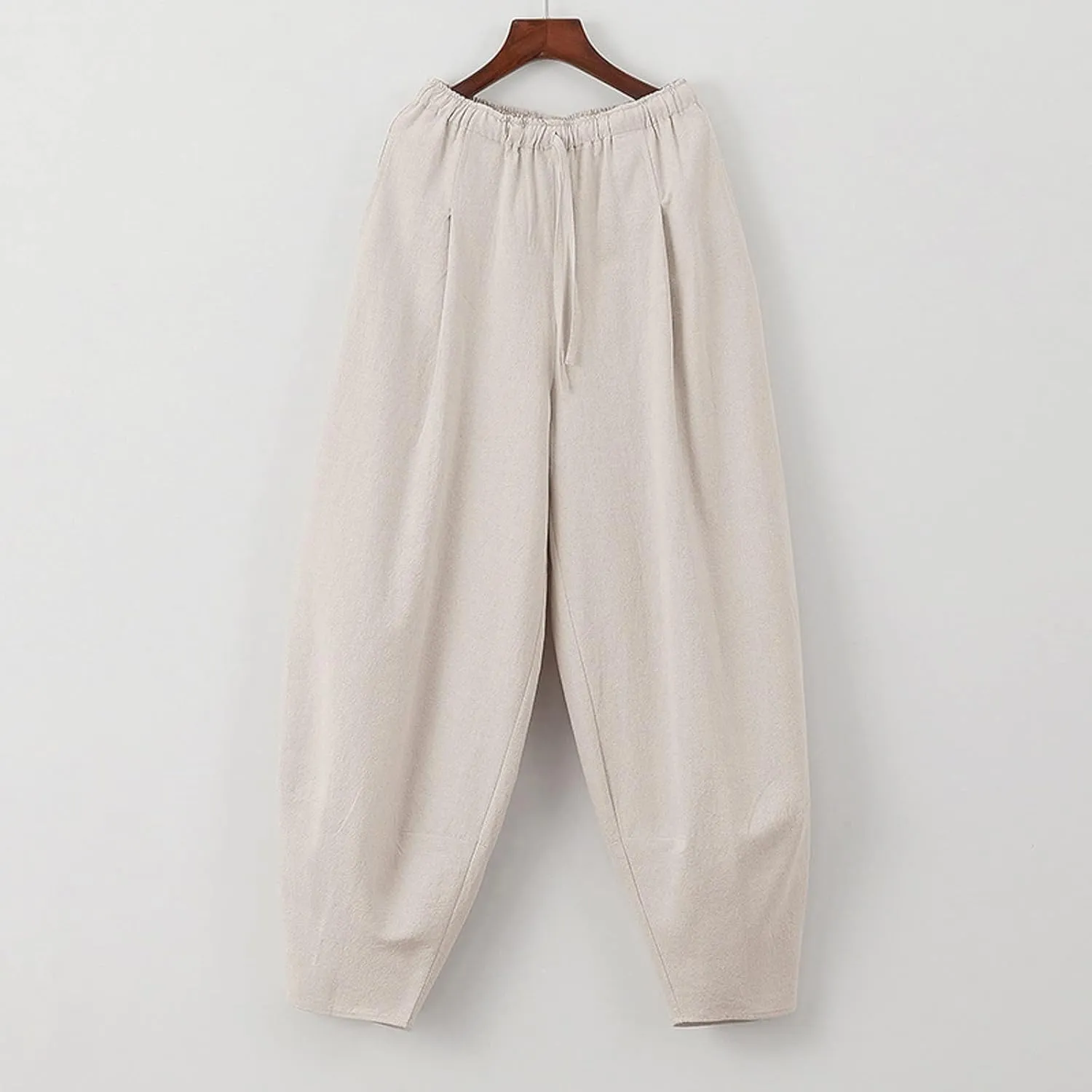 Mens Cotton Wide Leg Harem Pants Loose Fit Workout Training Sweatpants with Drawstrings Trendy Casual Pant for Streetwear