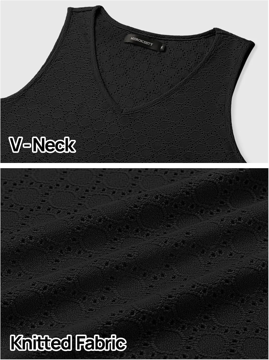 MEROKEETY Women's Summer Sleeveless Swimsuit Coverup 2025 Casual V Neck Eyelet Mini Dress Beach Sundresses