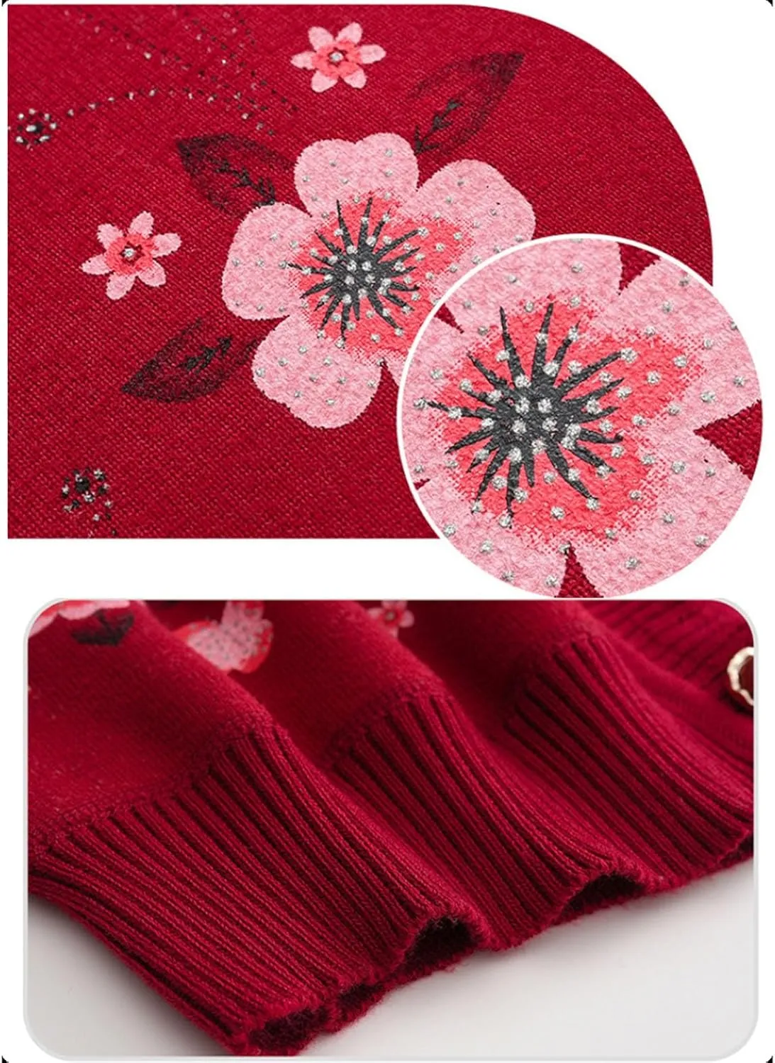 Middle-Aged Elderly Women Cardigans Knitted Sweater Long Sleeve Tops Seniors Ladies Grandma Thick Velvet Top Jacket