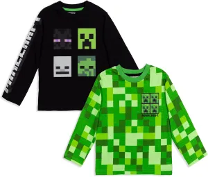 Minecraft 2 Pack Long Sleeve T-Shirts Little Kid to Big Kid Sizes (4-18-20)
