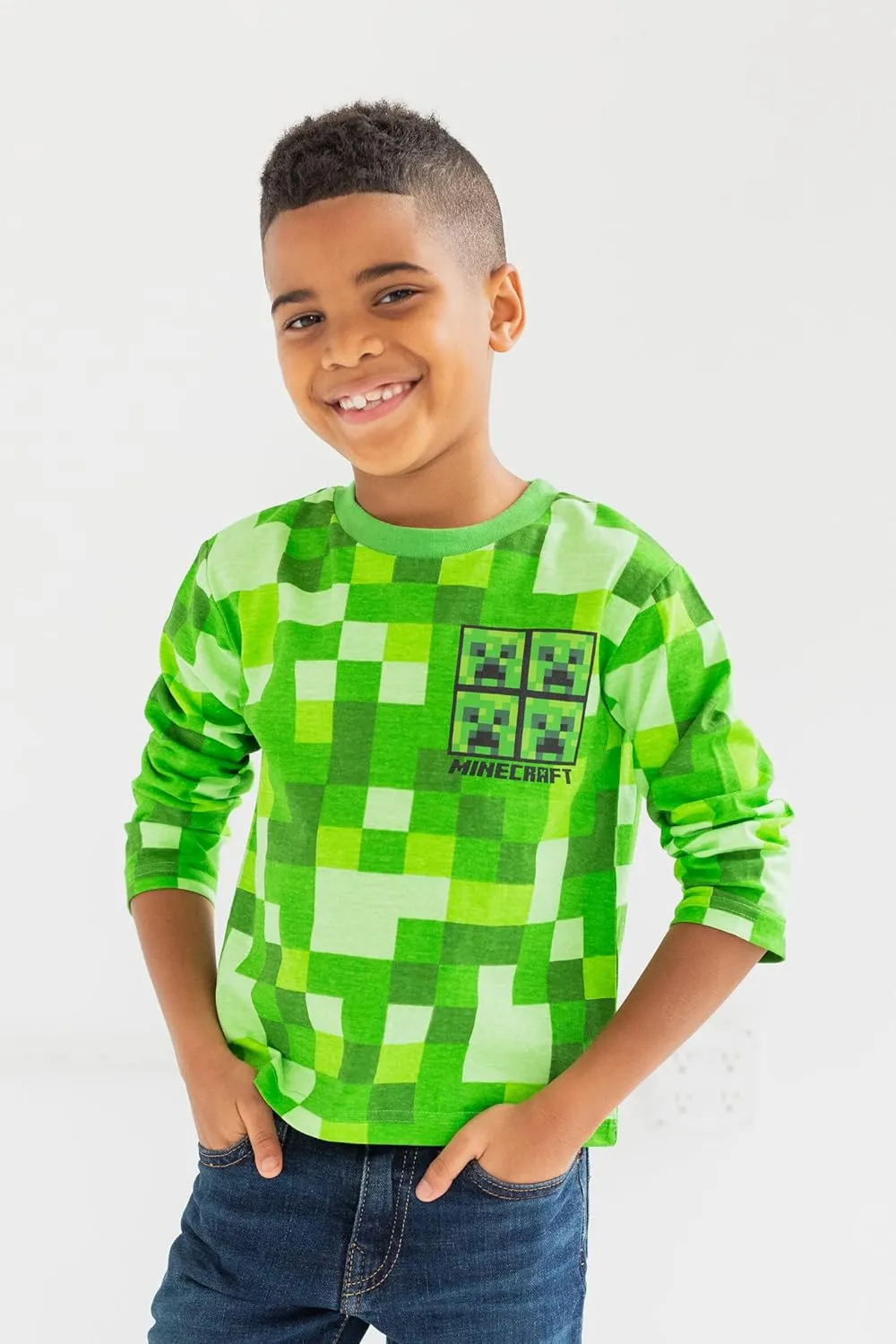 Minecraft 2 Pack Long Sleeve T-Shirts Little Kid to Big Kid Sizes (4-18-20)