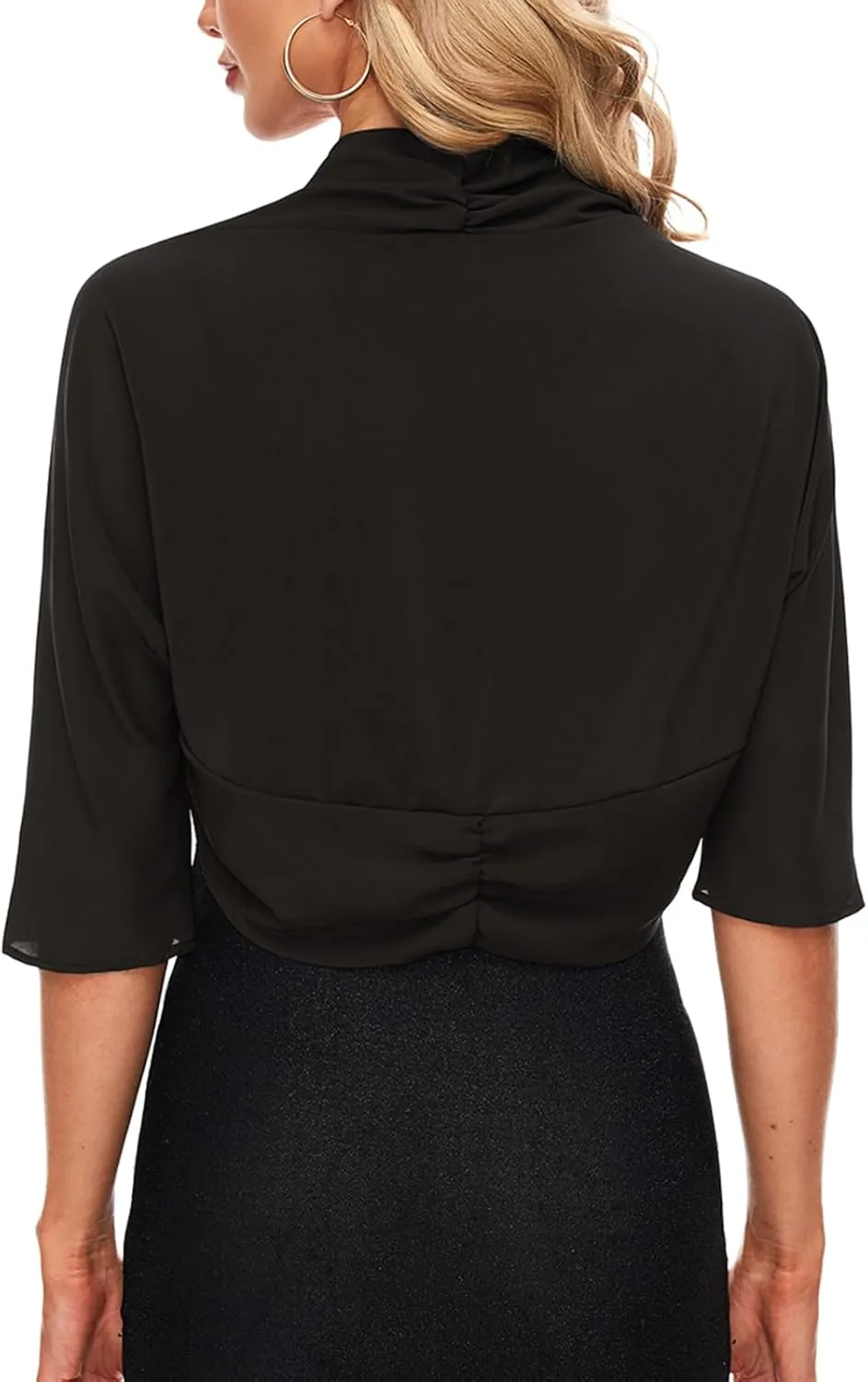MINTLIMIT Women's Chiffon Batwing 3/4 Sleeve Open Front Shrug Bolero Cardigan Elegant Cropped Cardigans for Evening Dress
