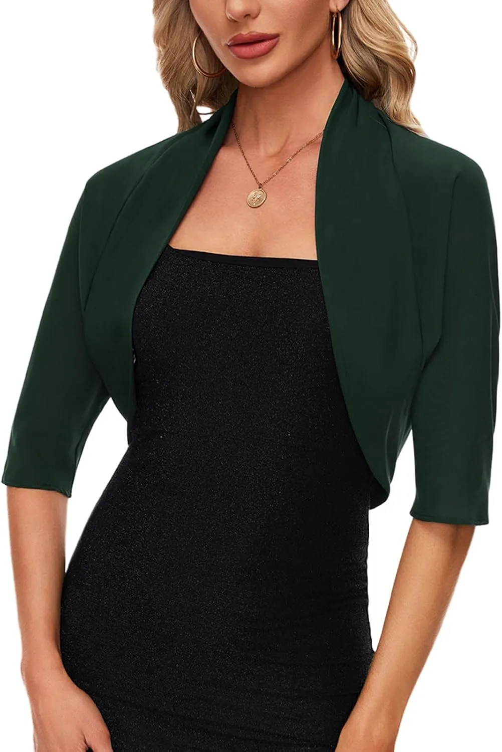 MINTLIMIT Women's Chiffon Batwing 3/4 Sleeve Open Front Shrug Bolero Cardigan Elegant Cropped Cardigans for Evening Dress