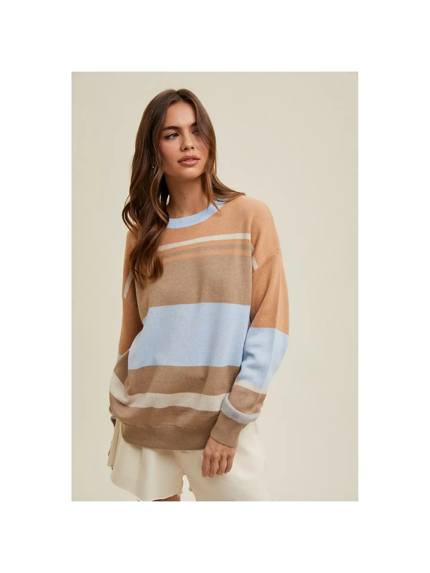 Mocha Sky Stripe Crewneck Sweater