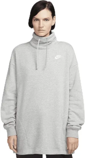 Nike Sportswear Club Fleece Women's Oversized Mock-Neck Sweatshirt (FB8664-063, Dark Grey Heather/White) Size X-Large