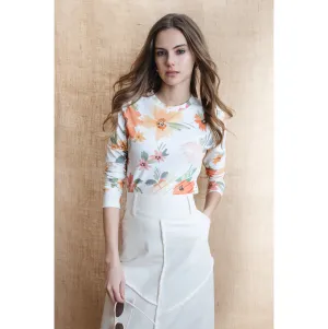 Nue Printed Essential Tee White Floral Print