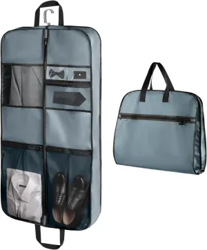 pack all 43" Premium Gusseted Travel Garment Bag, Heavy Duty Hanging Suit Bag, Foldable Dress Bag for Closet Storage, Suit Cover Protector for Clothes Shirts Dresses Coats(Grey)