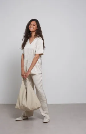 Pants with wide leg, side pockets and print 30 inch