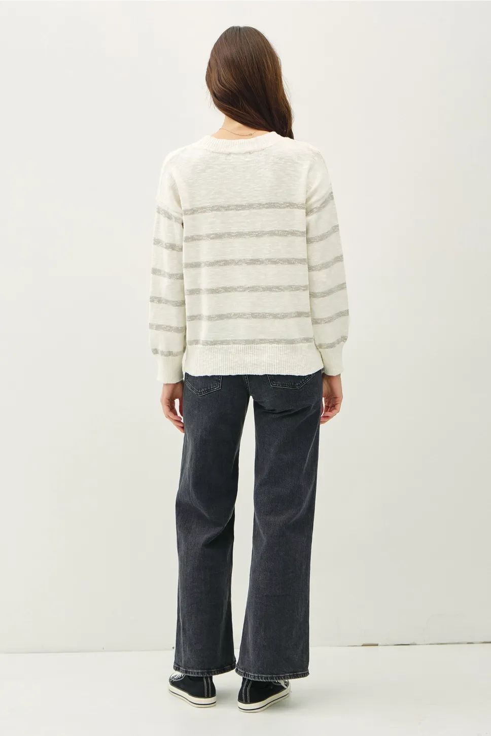 Pebble Heather Striped Long Sleeve Sweater