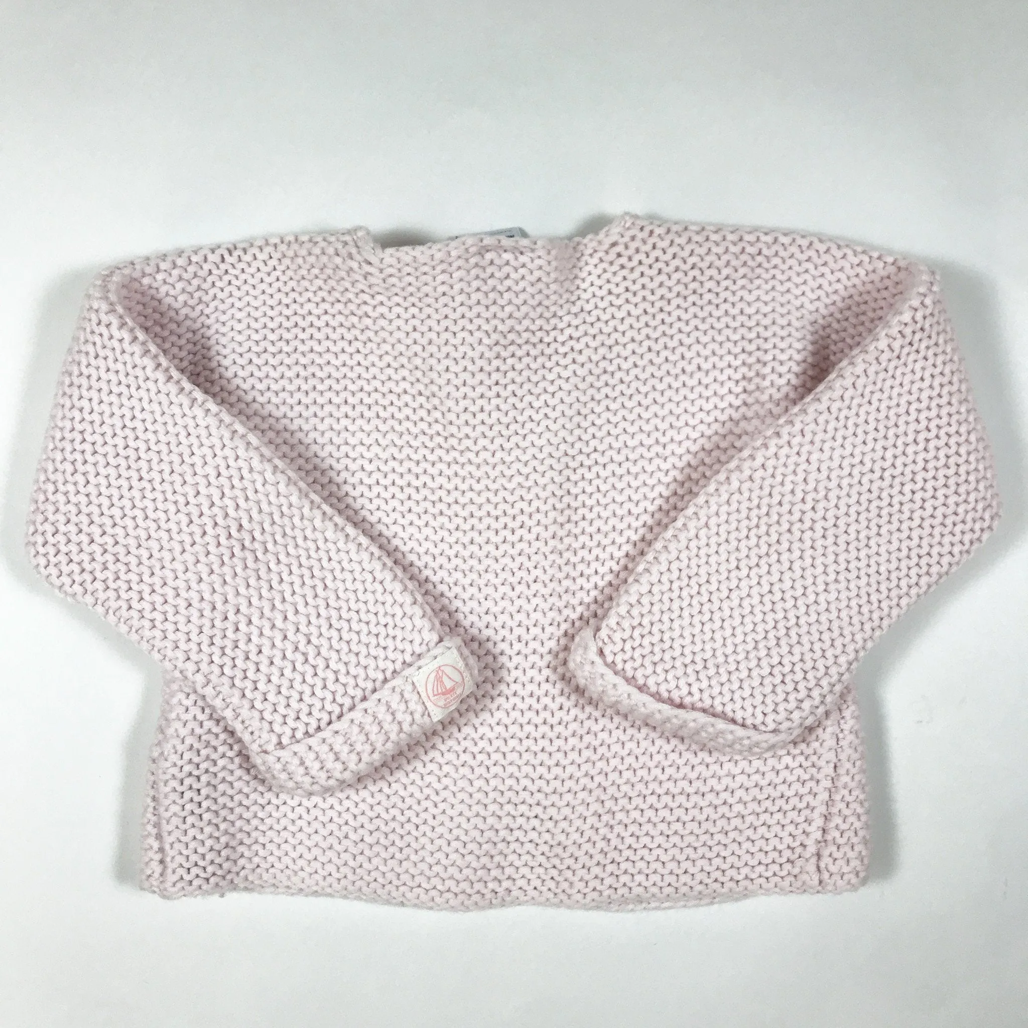 Petit Bateau soft rose heavy knit cardigan 12M/74