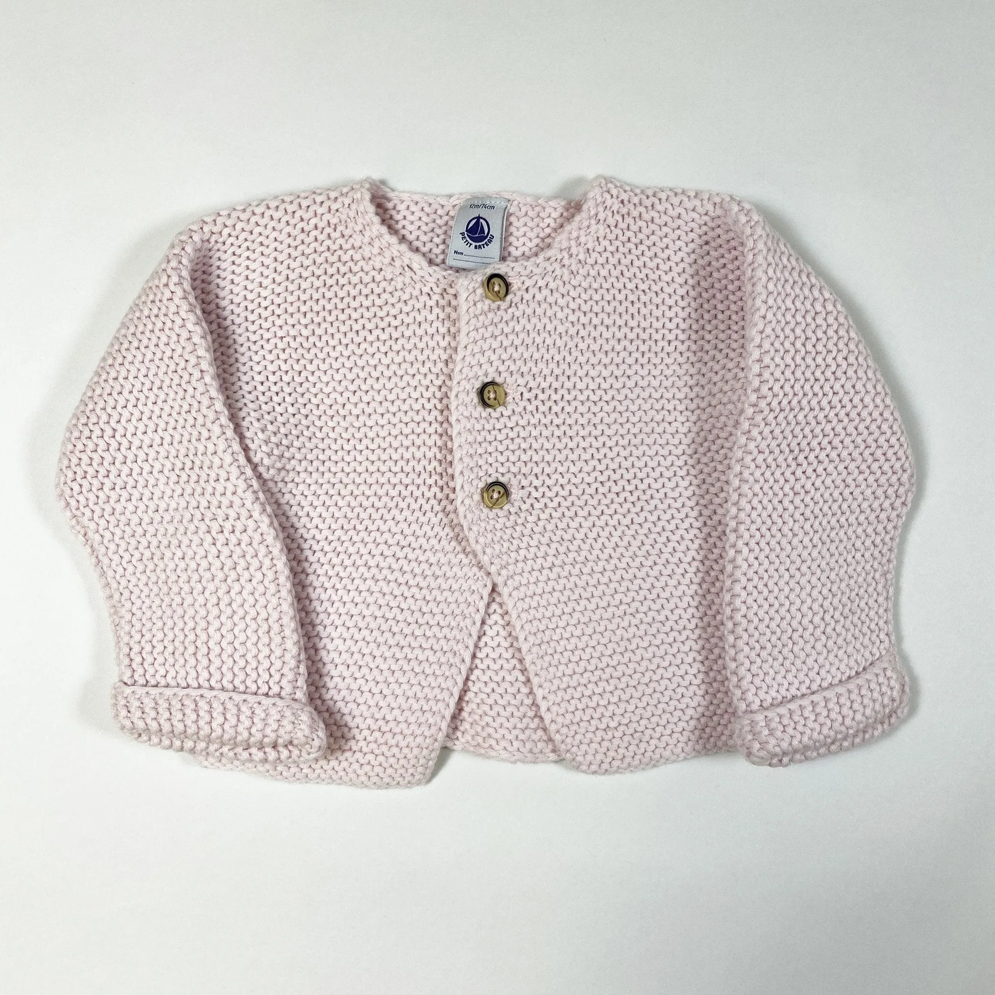 Petit Bateau soft rose heavy knit cardigan 12M/74