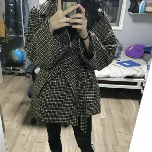 Plaid Blends Women Sashes Korean Style Chic Trendy Popular Leisure