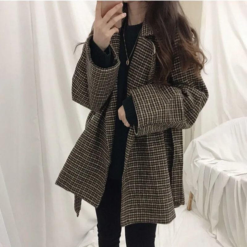 Plaid Blends Women Sashes Korean Style Chic Trendy Popular Leisure