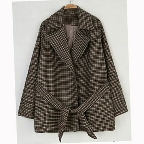 Plaid Blends Women Sashes Korean Style Chic Trendy Popular Leisure