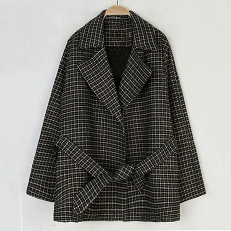 Plaid Blends Women Sashes Korean Style Chic Trendy Popular Leisure