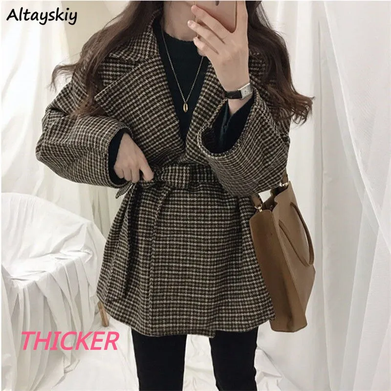 Plaid Blends Women Sashes Korean Style Chic Trendy Popular Leisure