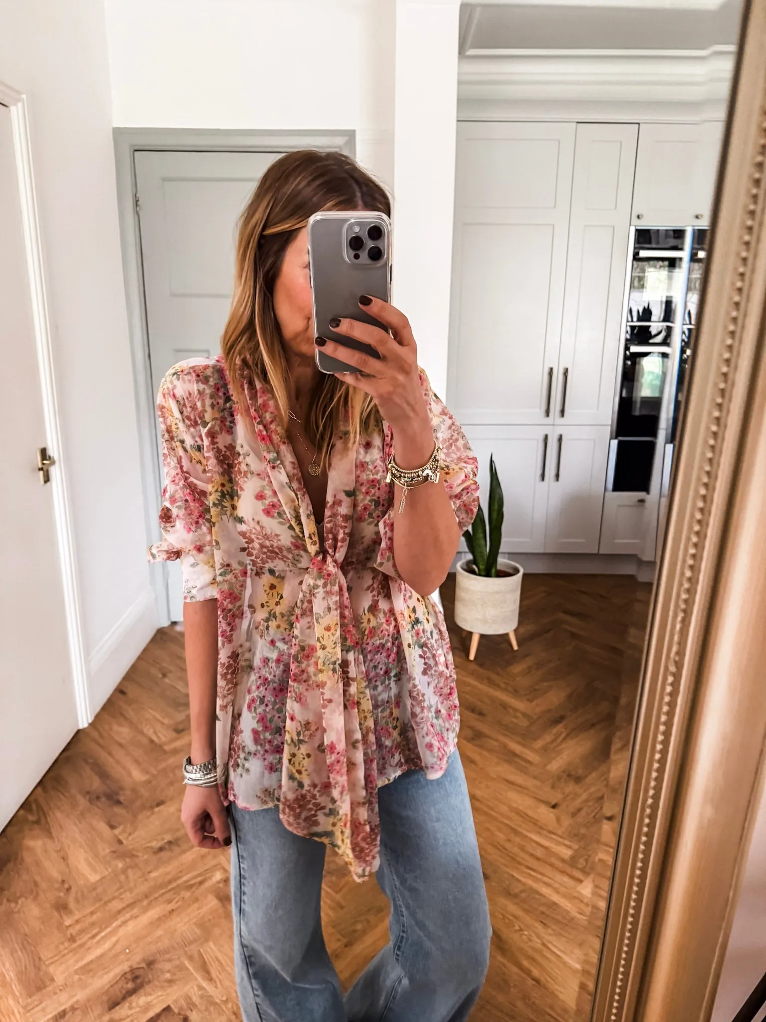 Pussy Bow Floral Blouse