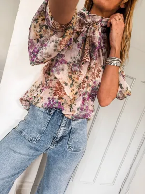 Pussy Bow Floral Blouse