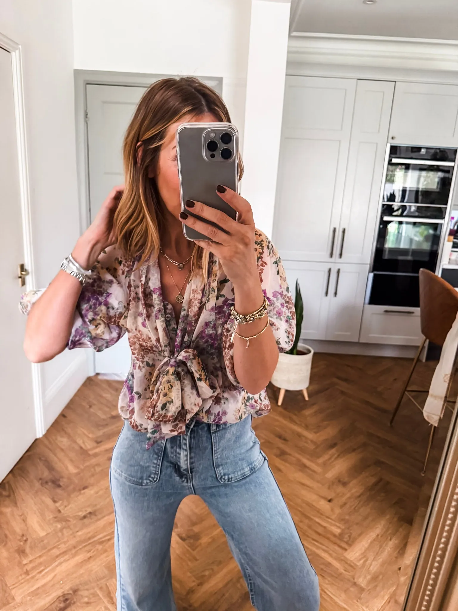 Pussy Bow Floral Blouse