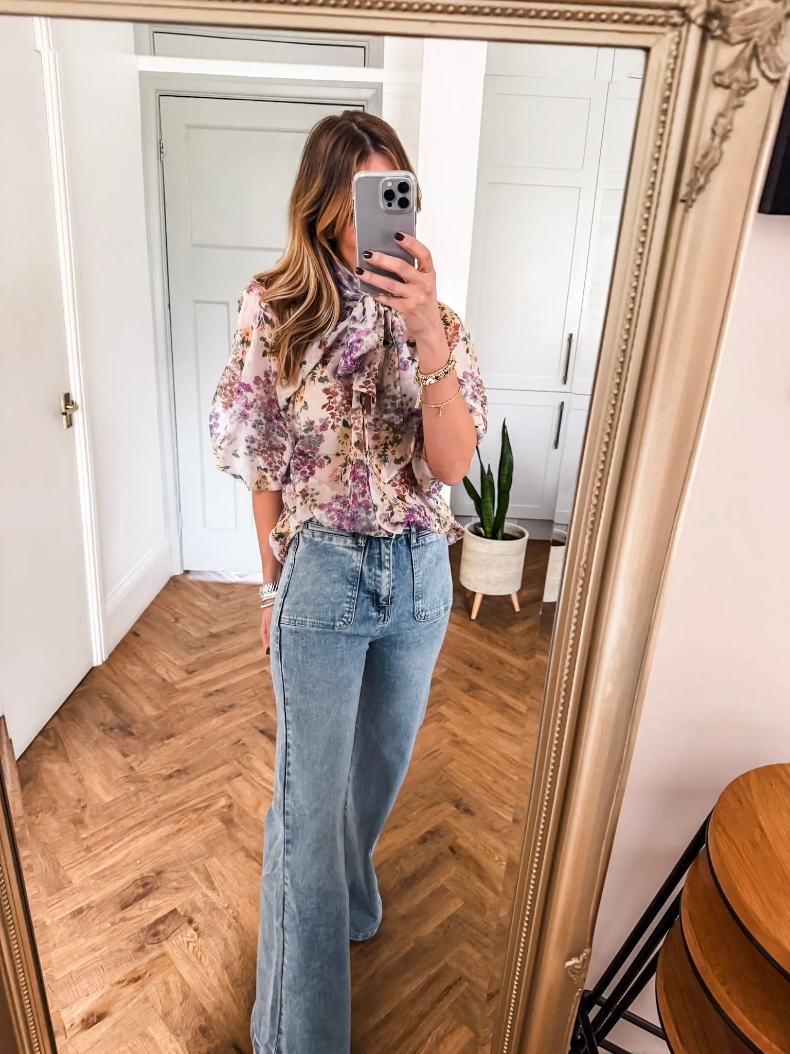 Pussy Bow Floral Blouse