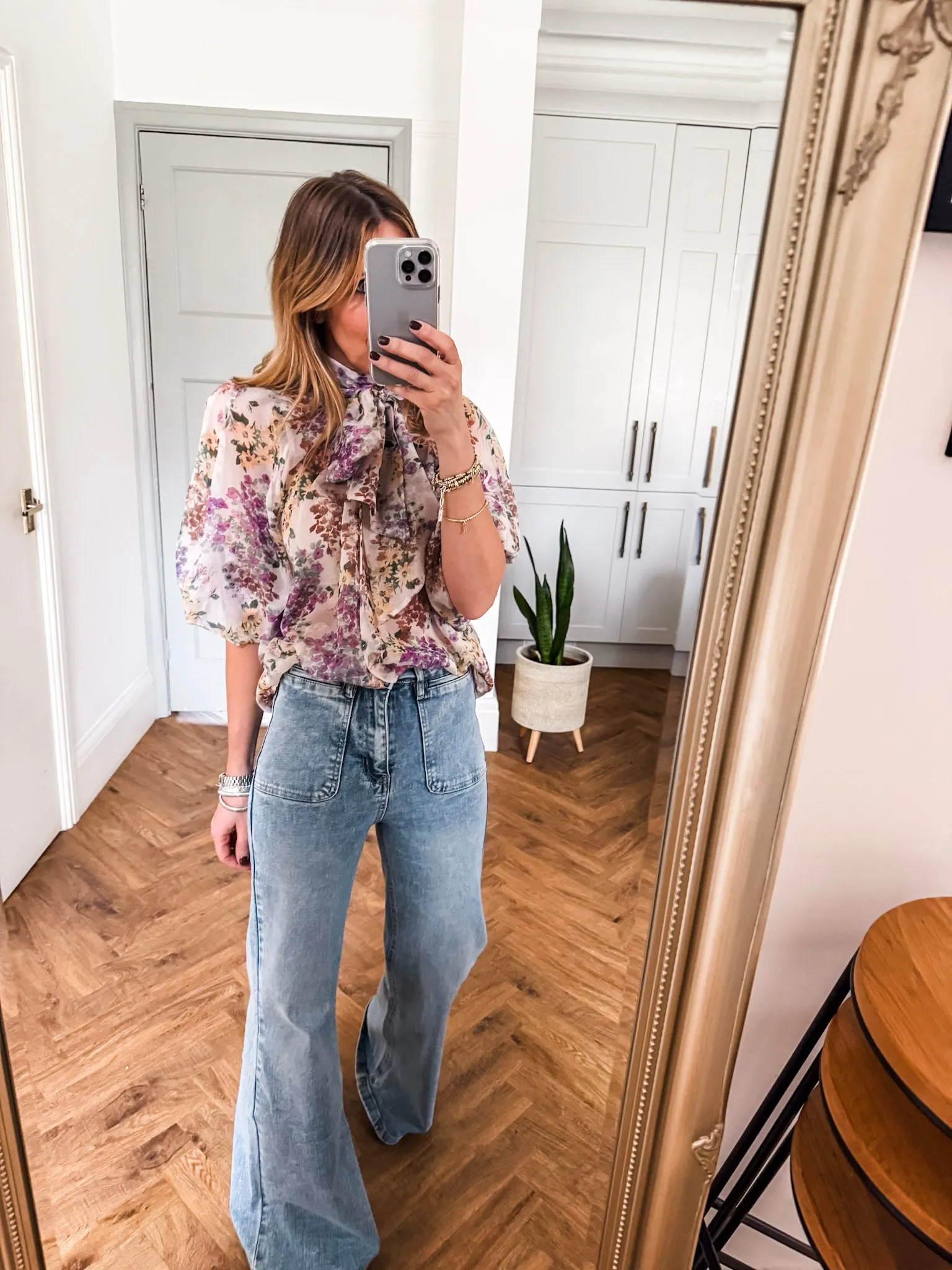 Pussy Bow Floral Blouse