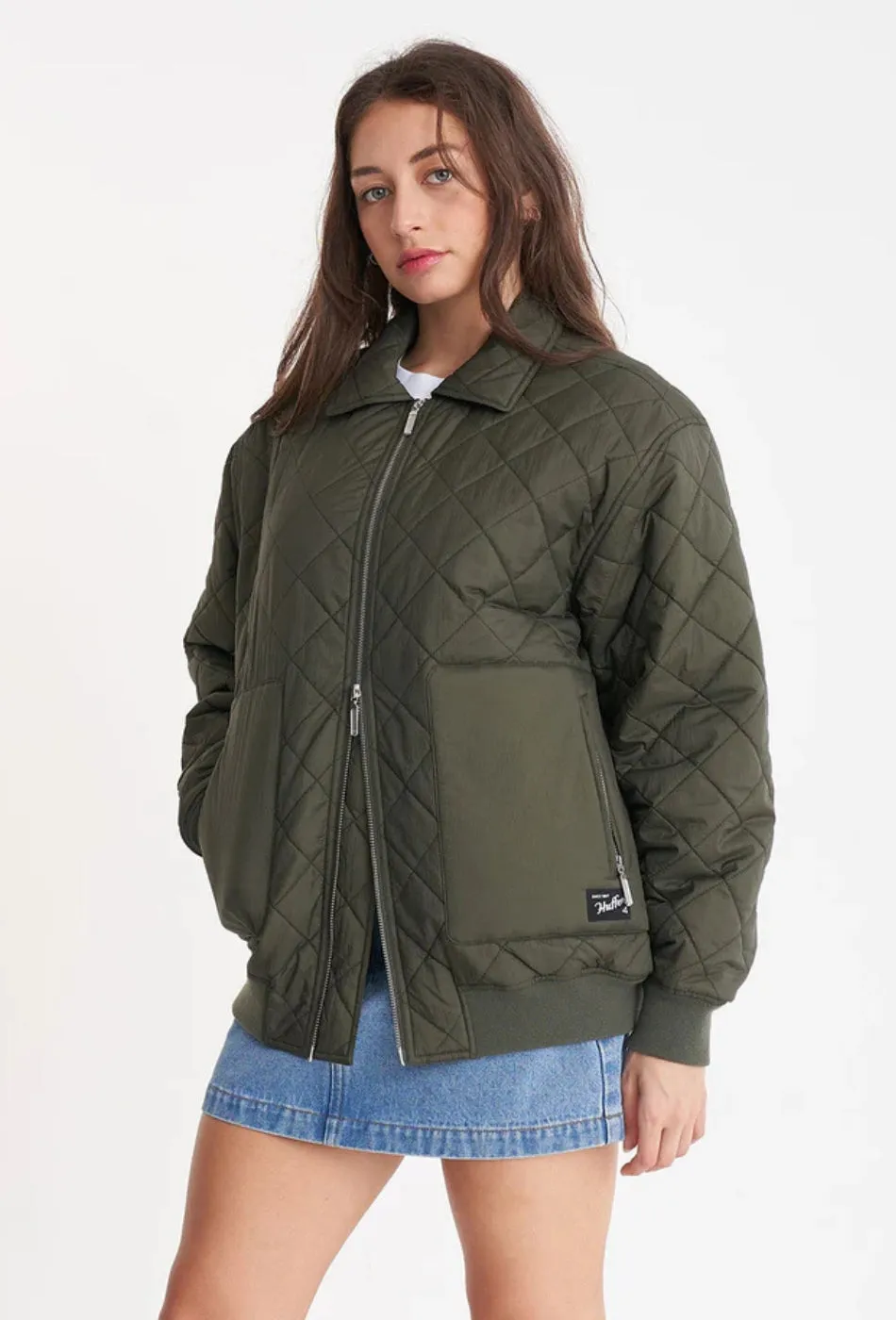 Quilted Longline Bomber Jacket - Cypress