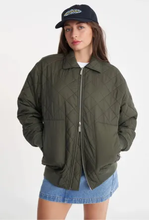 Quilted Longline Bomber Jacket - Cypress