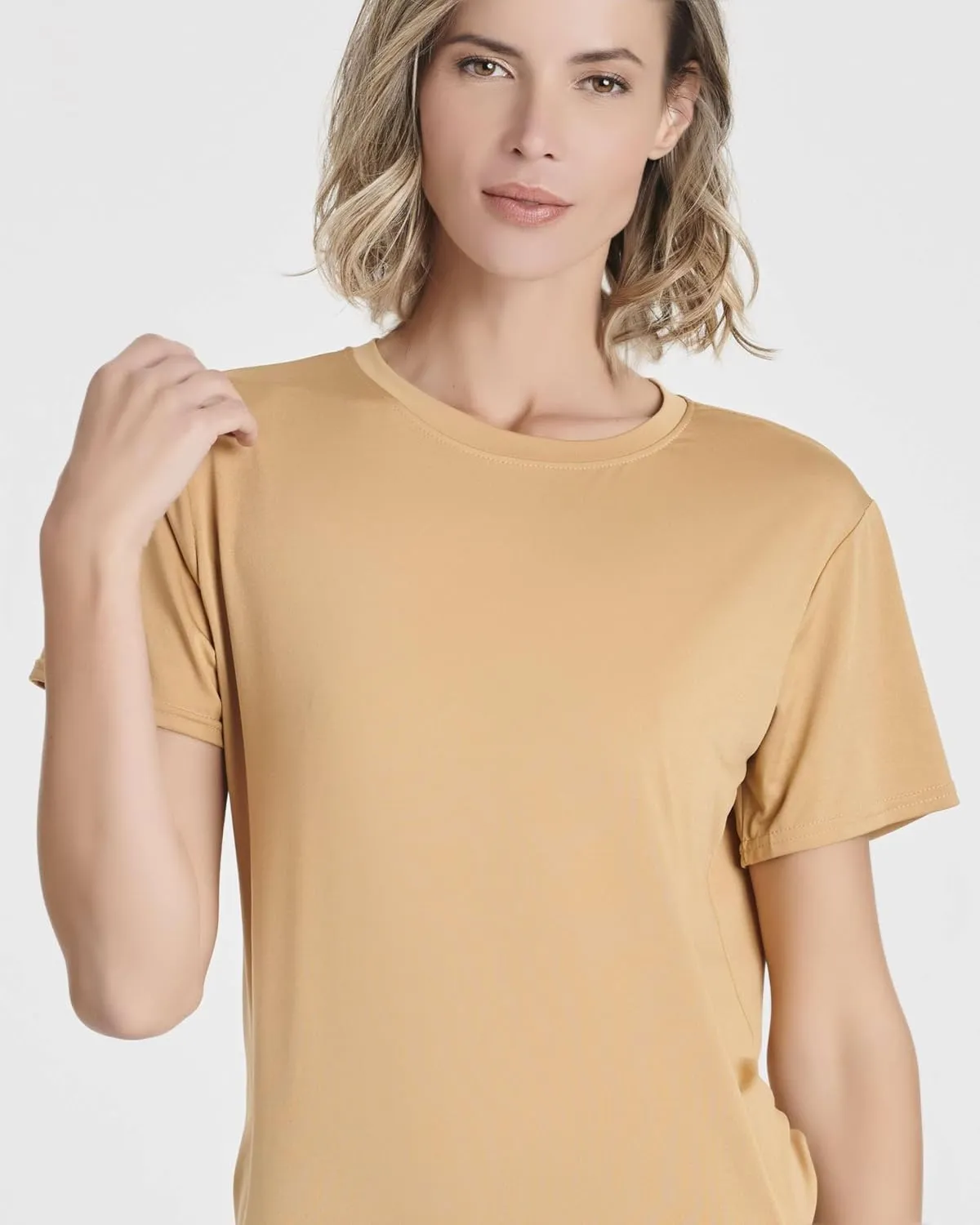 Real Essentials 5 Pack: Women's Short Sleeve Open Back Tie Back Dry-Fit T-Shirt Yoga Gym Workout Top