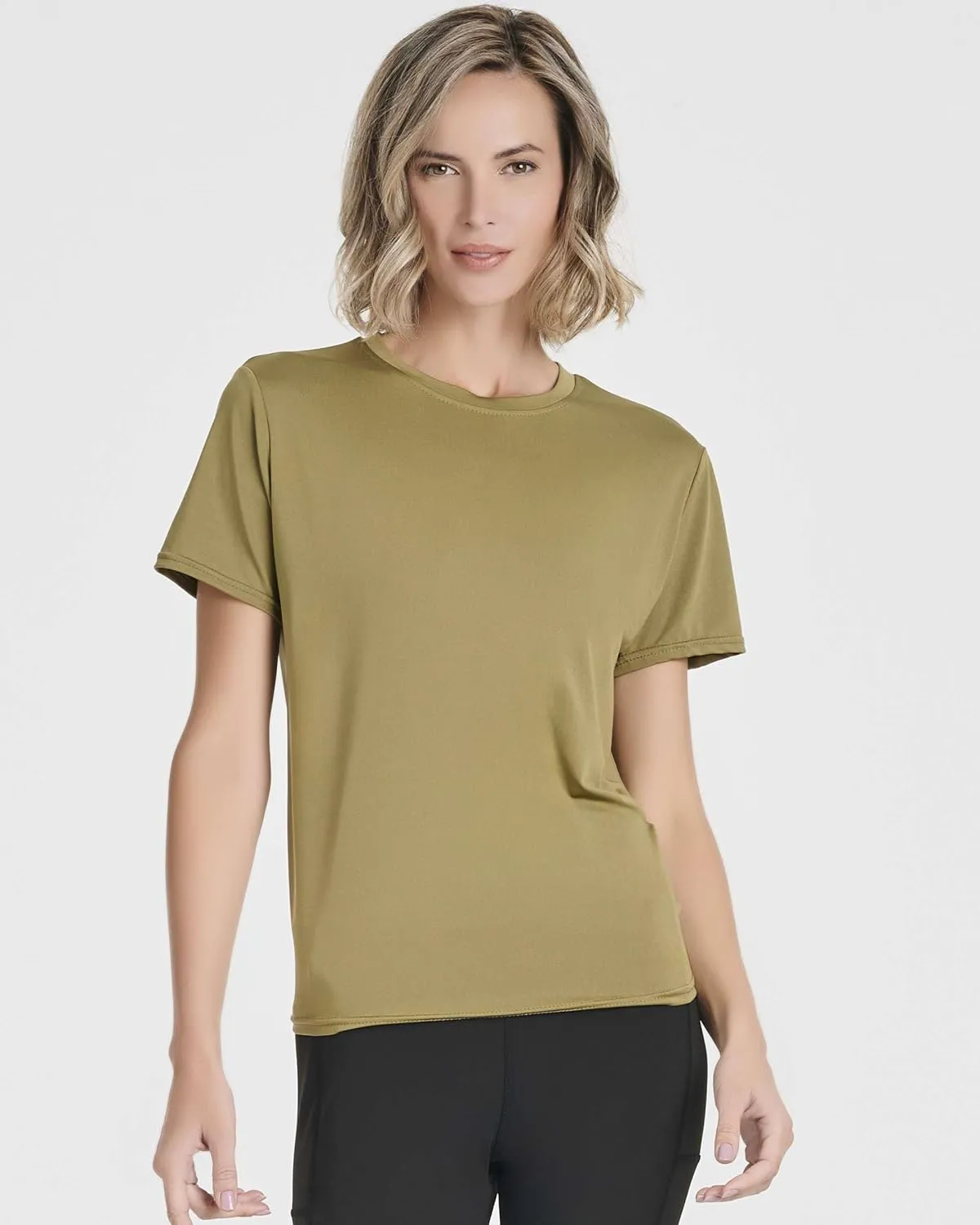 Real Essentials 5 Pack: Women's Short Sleeve Open Back Tie Back Dry-Fit T-Shirt Yoga Gym Workout Top