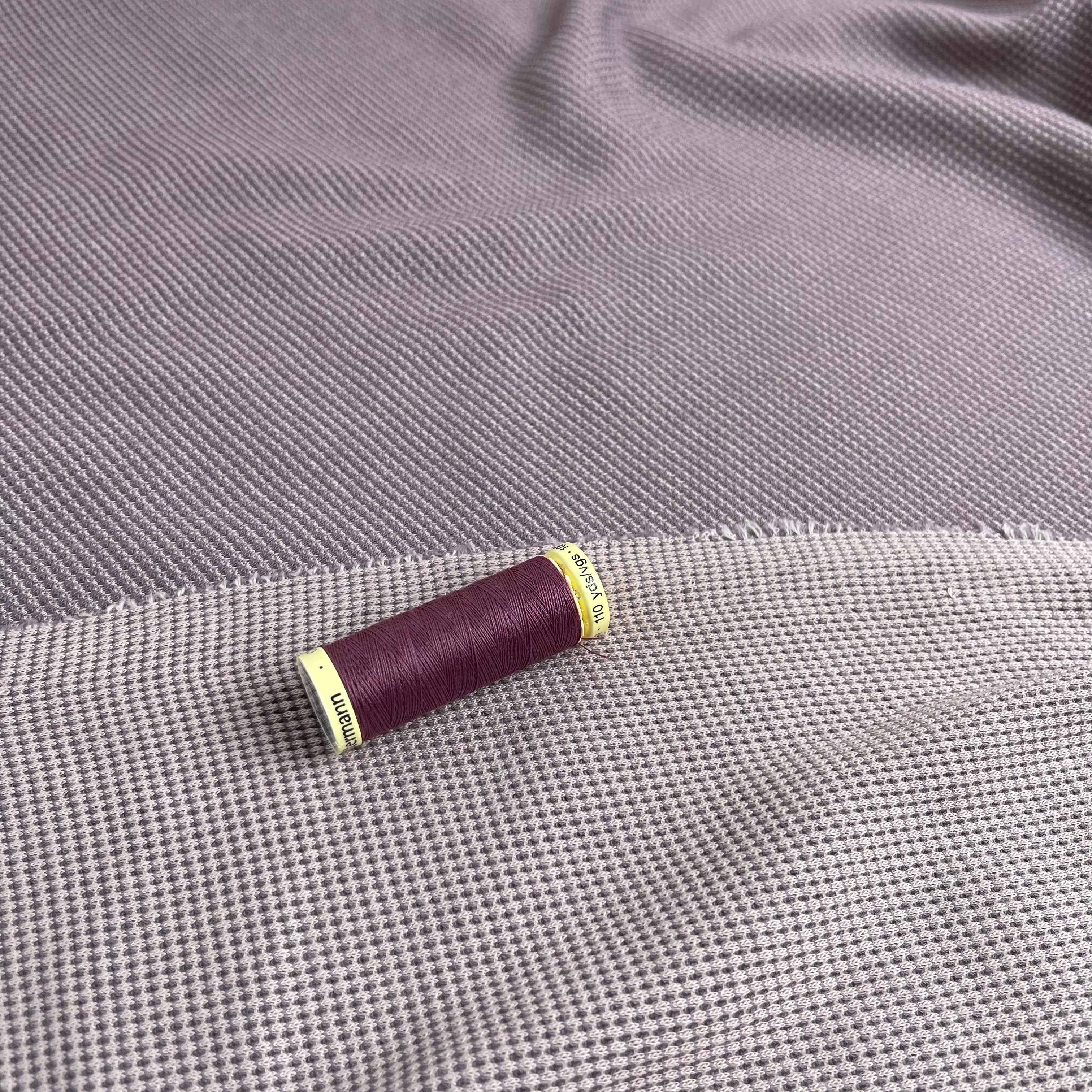 REMNANT 1 Metre - Knitted Cotton Waffle Fabric in Mauve