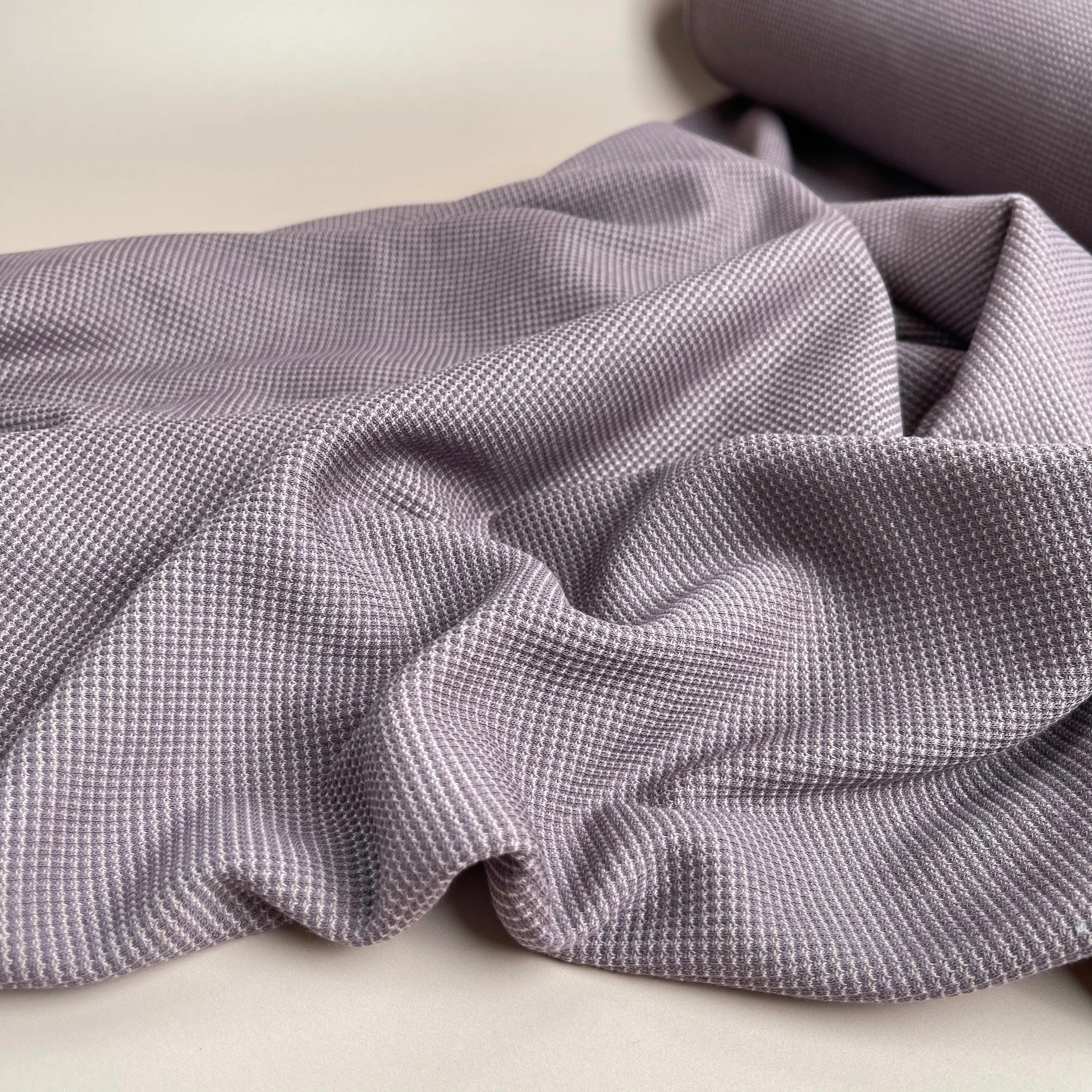 REMNANT 1 Metre - Knitted Cotton Waffle Fabric in Mauve