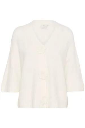 Rosie Flower Embellished Cardigan - Chalk