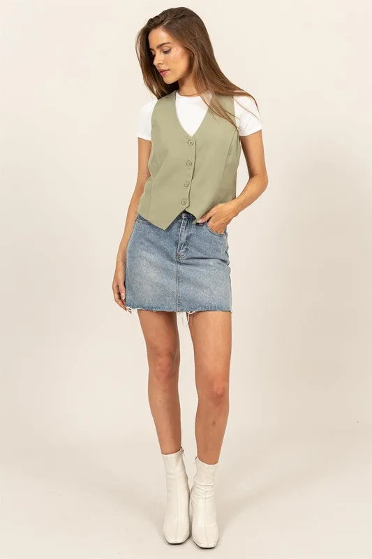 SALE* Trendy Button Down Vest