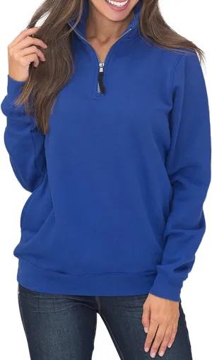 Samefar Womens Warm Cozy High Neck Long Sleeve Solid 1/4 Zip Pullover Sweatshirts with Pockets