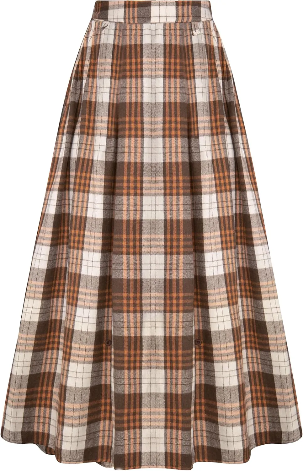 Scarlet Darkness Plaid Skirts for Women High Waist Long Skirt with Pockets