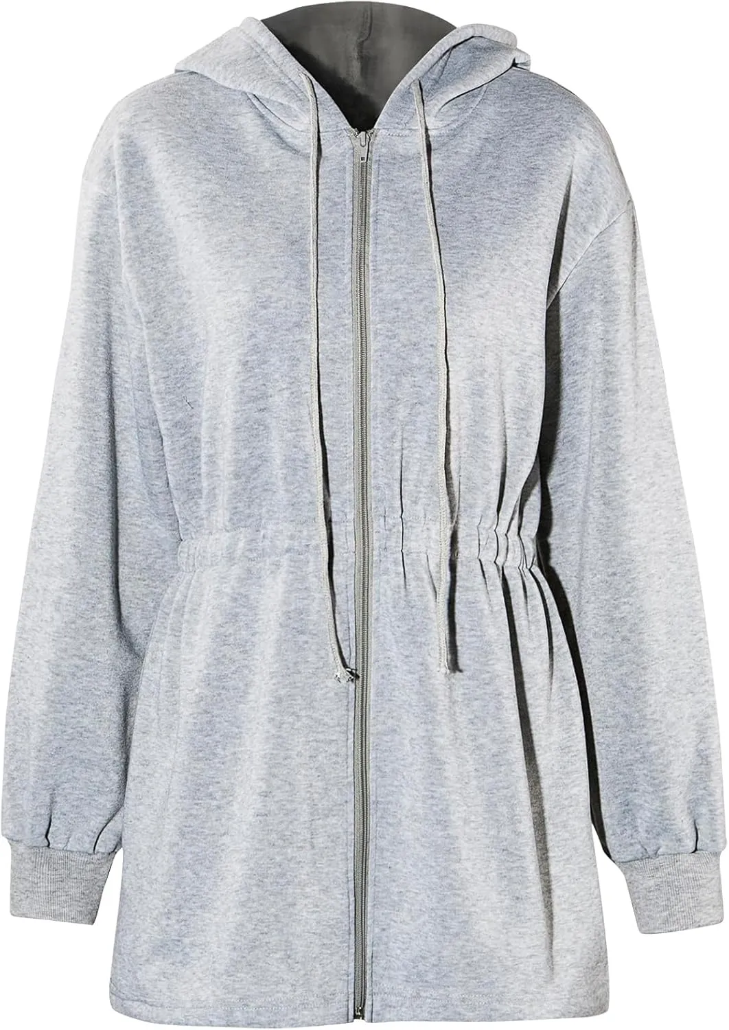 Sedrinuo Womens Zip Up Hoodie Sweatshirts Oversized V Neck Long Sleeve Elastic Waist Sweaters Loose Fit Pullover Outfits