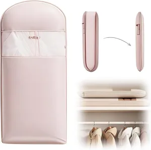 Self Compression Hanging Garment Bag Space Saver For Closet Storage Waterproof Dustproof Garment Protector With Clear Window 3 Sizes(Pink,L)