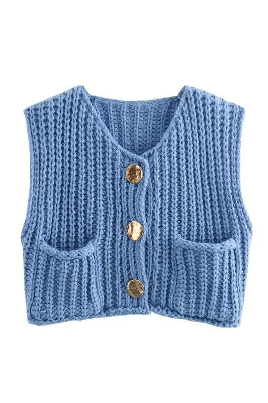 Solid Round Neck Sweater Vest