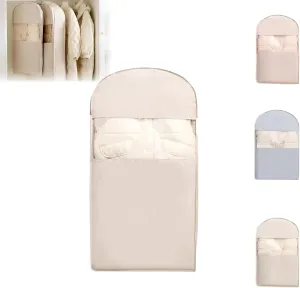 Space Saving Hanging Garment Bag with Self Compression Zipper, 2025 New Dust Cover, Space Saver Closet Organizers, Dust Cover Clothes Bags for Down Coat (Beige,Large)