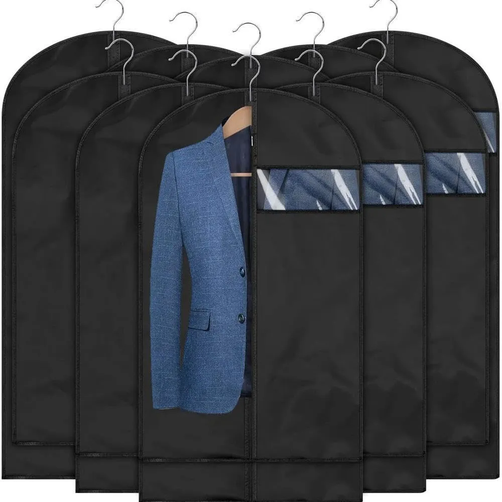Space Saving Hanging Garment Bag with Self Compression Zipper,Clear Garment Bag for Hanging Clothes,Dust Cover Clothes Bags for Down Coat,Suit Bags for Closet Storage,pace Saving Hanging Protector