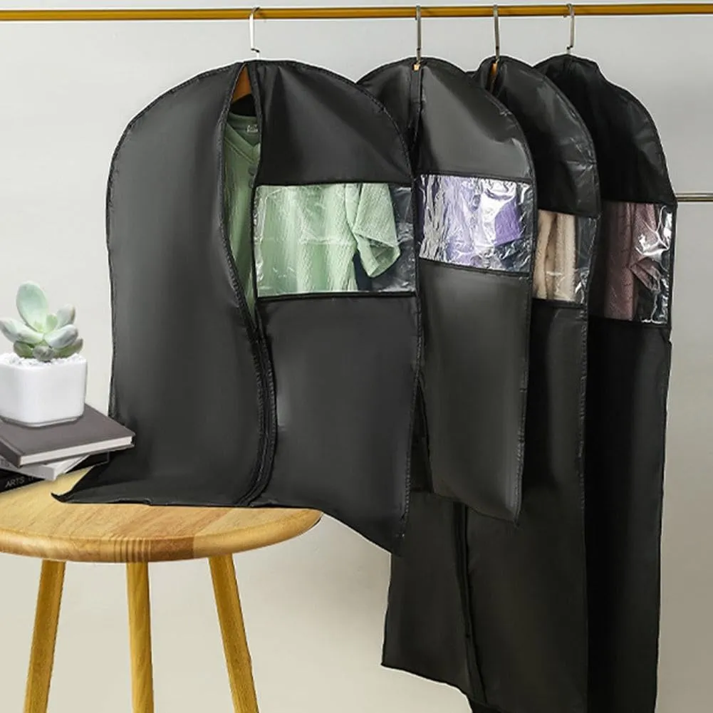 Space Saving Hanging Garment Bag with Self Compression Zipper,Clear Garment Bag for Hanging Clothes,Dust Cover Clothes Bags for Down Coat,Suit Bags for Closet Storage,pace Saving Hanging Protector